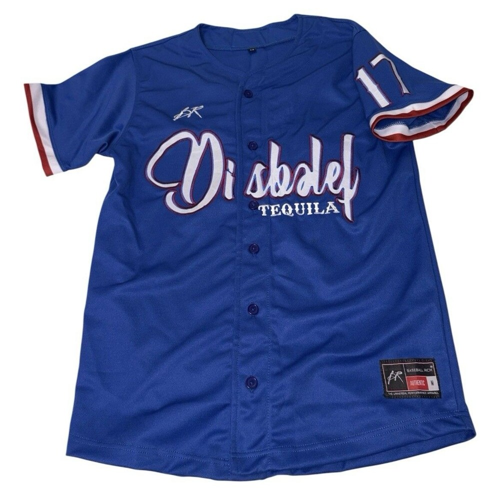 Disbelef Tequila Baseball Jersey Men’s Medium Blue Baseball Rich Bills Rangers